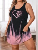 Didelio dydžio moteriška pižama ir laisvalaikio namų drabužiai laisvai marginta liemenė be rankovių trumpas pižamos sijonas