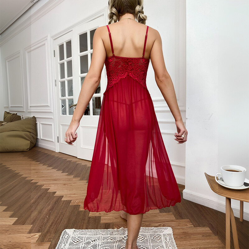 Seksualūs nėriniai, solidūs, moteriški miegui skirti apatiniai apatiniai tinkliniai apatiniai apatiniai V šoniniai įpjovimai be rankovių moteriška madinga chalatas suknelė naktiniai drabužiai ML