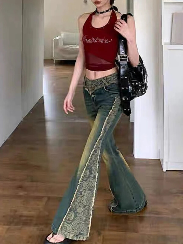 Moteriški džinsai su žemu juosmeniu, siauri, seksualūs, seksualūs, platėjantys Y2k kelnės, madingi High Street amerikietiško stiliaus Nauji Pantalon Vintage Mujer