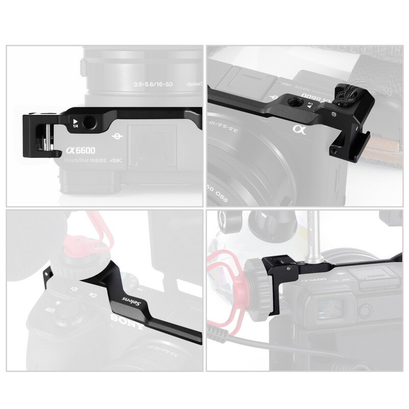 Dubultā aukstuma apavu adaptera pārvietošanas plāksne Easy pārsegu mikrofona pagarinājuma aukstās kurpes stiprinājums Sony Alpha A6600 kamerai