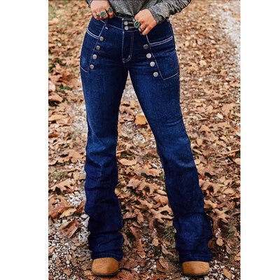 【Y2K platėjantys džinsai】 Moteriški džinsai su raštu Paisley Hem Bootcut, elegantiškos spausdintos floros kelnės, moteriškos T04