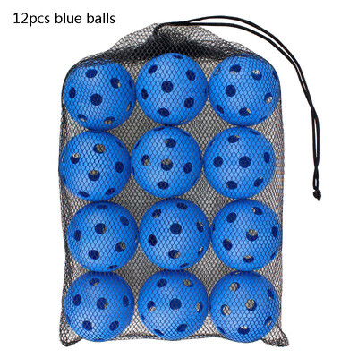 12 vnt Pickleball kamuoliai su 26 skylutėmis 72 mm labai elastingi, patvarūs tuščiaviduriai kamuoliukai, skirti profesionaliems pradedantiesiems skirtų patalpų treniruočių kamuoliams