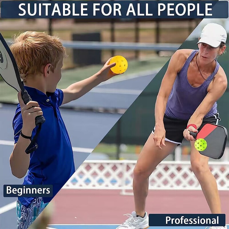 12 vnt Pickleball kamuoliai su 26 skylutėmis 72 mm labai elastingi, patvarūs tuščiaviduriai kamuoliukai, skirti profesionaliems pradedantiesiems skirtų patalpų treniruočių kamuoliams
