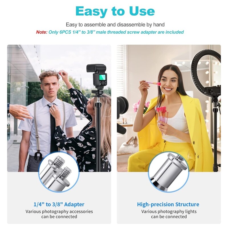 Selens 3 vnt. Standartinis 3/8–1/4 adapterio sriegio varžtas, skirtas šviesos stovui, trikojo fotostudijos rinkiniai