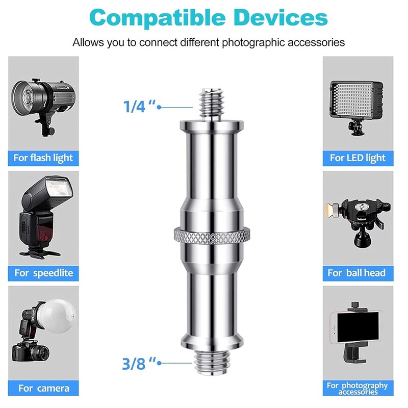 Selens 3 vnt. Standartinis 3/8–1/4 adapterio sriegio varžtas, skirtas šviesos stovui, trikojo fotostudijos rinkiniai