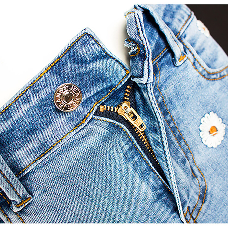 Moteriškos margaspalvės siuvinėtos džinsinės kelnės Moteriškos naujos prašmatnios ilgos mados asmenybės klasikinės universalios platėjančios džinsinės kelnės moterims