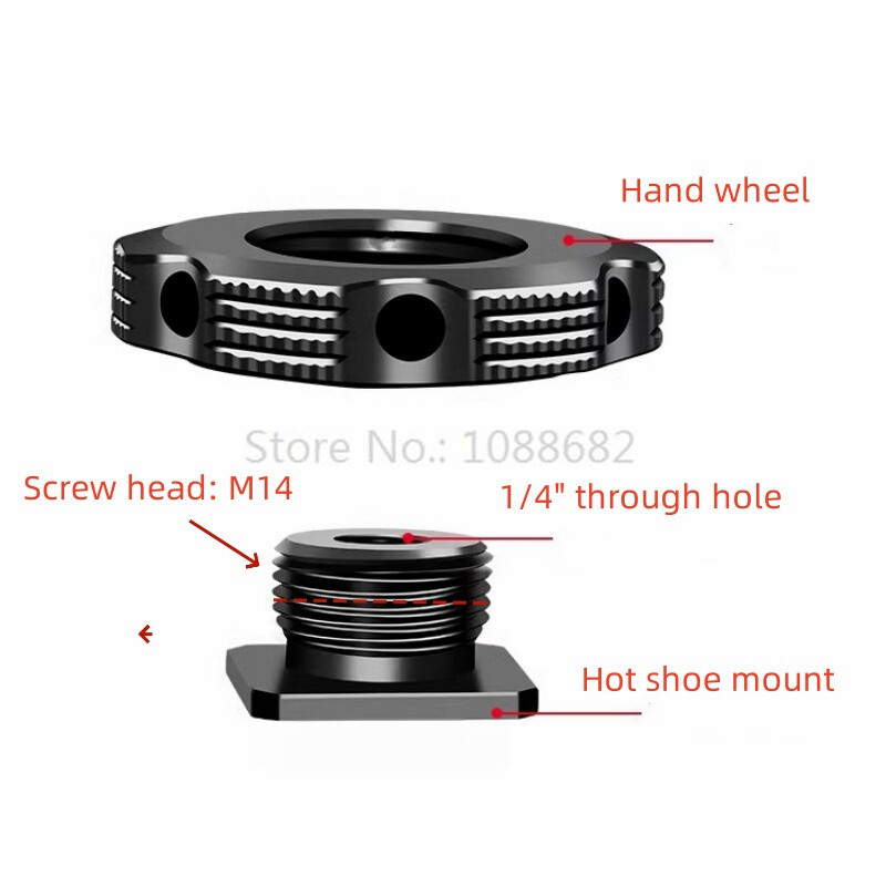 1/4" kameras piekares stiprinājuma skrūves adapteris ar 1/4" vai M14 statīva mikrofona monitoram viena uzgriezņa mikrofona skrūves adapteris