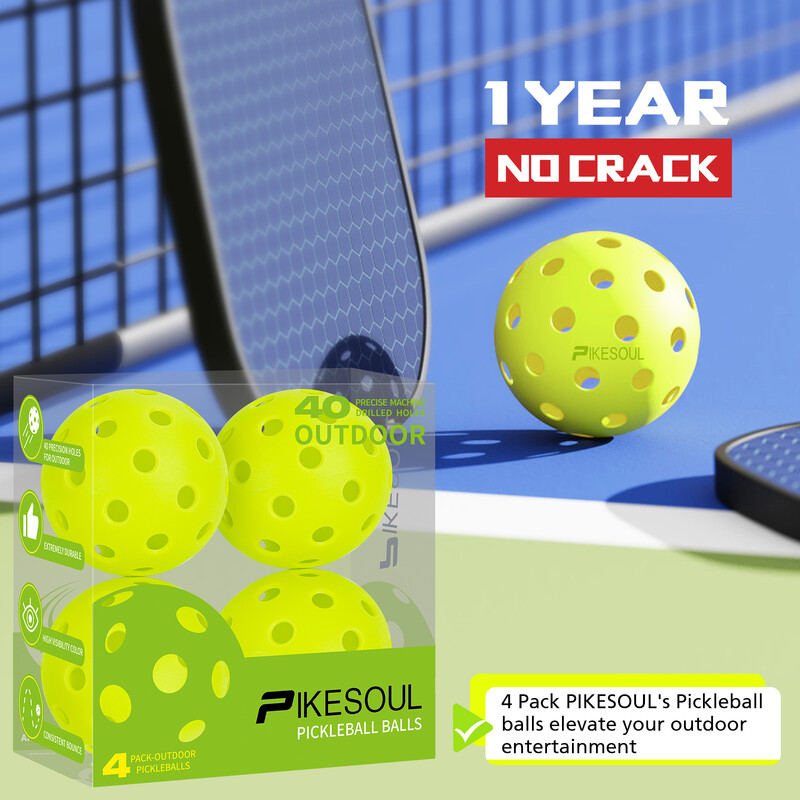 PIKESOUL 4 pakuotės lauko kamuoliukų kamuoliukai, labai atšokantys ir patvarūs, ryškių spalvų žalios, geltonos, oranžinės, mišrios