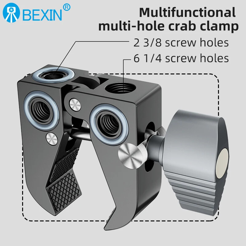 Super Clamp Crab Knaibles Clip Magic Arm Daudzfunkcionāla lodveida galva ar 1/4`` 3/8`` vītni GPS tālruņa LCD/DV monitoram LED video