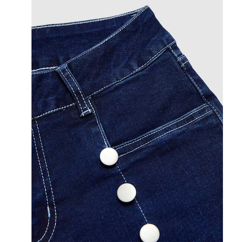 Amerikai retro High Street Bootcut női farmernadrág, magas derekú, bújtatott alkalmi felsőruházati nadrág, duplasoros T03