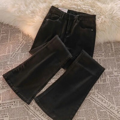 Madingi ploni džinsai su aukštu juosmeniu Moteriškos plonos šviesios džinsinės kelnės su mažu plotu rudeniui/žiemai