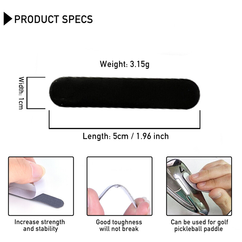 20 vnt. svertinė švino juosta, skirta „pickleball“ irklei, krašto apsaugai, galios padidinimui, siūbavimo greičiui, naudojama golfo lazdoms su raketėmis