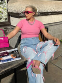 Juostelė tiesūs, maišyti džinsai Moteriški džinsai su aukštu juosmeniu, skalbti sunerimę ilgos kelnės, kasdienė 2025 m. mada, nauja, miela, moteriški laisvi džinsai