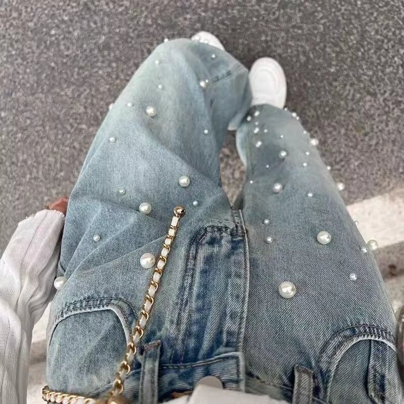 Moodsad teemandid, lahtised, õhukesed teksad, naiste kevad-sügis Lihtsus kontoris Daami laia säärega trend Sobivad vabaaja püksid