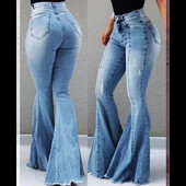 Γυναικείο ψηλόμεσο τζιν με καθαρή τρύπα, casual τζιν παντελόνι