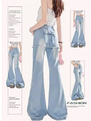 Γυναικείο ανοιχτό μπλε τζιν φιόγκο Y2K Γιαπωνέζικο Harajuku Streetwear Ψηλόμεση Oversize Aesthetics Ρετρό Τζιν παντελόνι Ρούχα 2025
