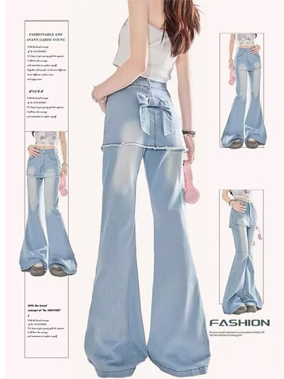 Γυναικείο ανοιχτό μπλε τζιν φιόγκο Y2K Γιαπωνέζικο Harajuku Streetwear Ψηλόμεση Oversize Aesthetics Ρετρό Τζιν παντελόνι Ρούχα 2025