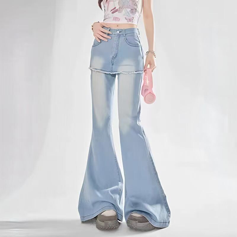 Γυναικείο ανοιχτό μπλε τζιν φιόγκο Y2K Γιαπωνέζικο Harajuku Streetwear Ψηλόμεση Oversize Aesthetics Ρετρό Τζιν παντελόνι Ρούχα 2025
