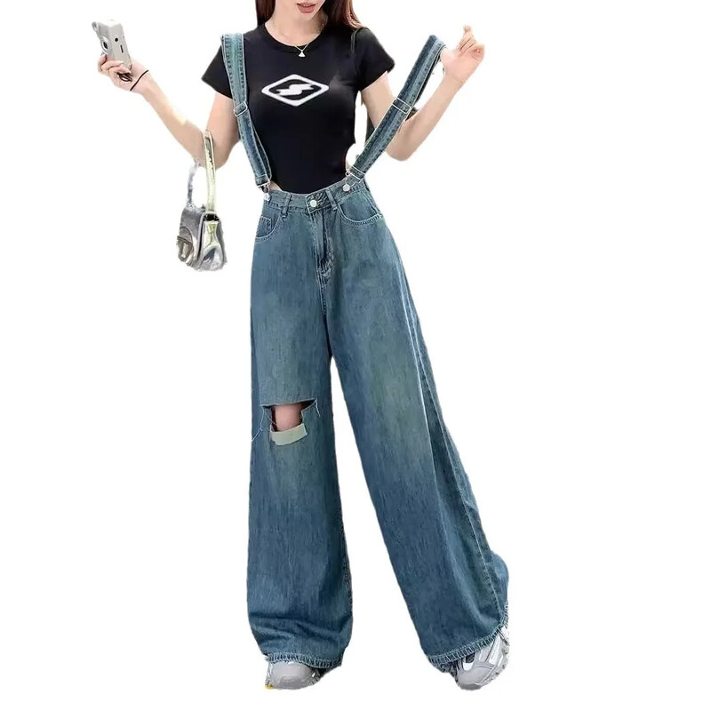 Liela izmēra slaidinoši, brīvi pieguļoši džinsi ar taisnām kājām ar augstu vidukli Sieviešu pavasara rudens modes garās bikses