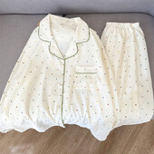 Jauns pavasara ikdienas sieviešu pidžamas komplekts korejiešu valodā populārs sieviešu miegs un atpūtas apģērbs ar kakla atloku, vienkāršs guļamveļa gulēšanai