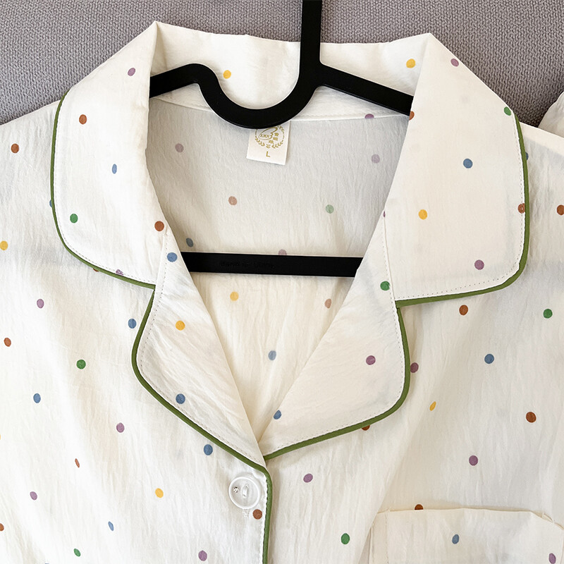 Jauns pavasara ikdienas sieviešu pidžamas komplekts korejiešu valodā populārs sieviešu miegs un atpūtas apģērbs ar kakla atloku, vienkāršs guļamveļa gulēšanai