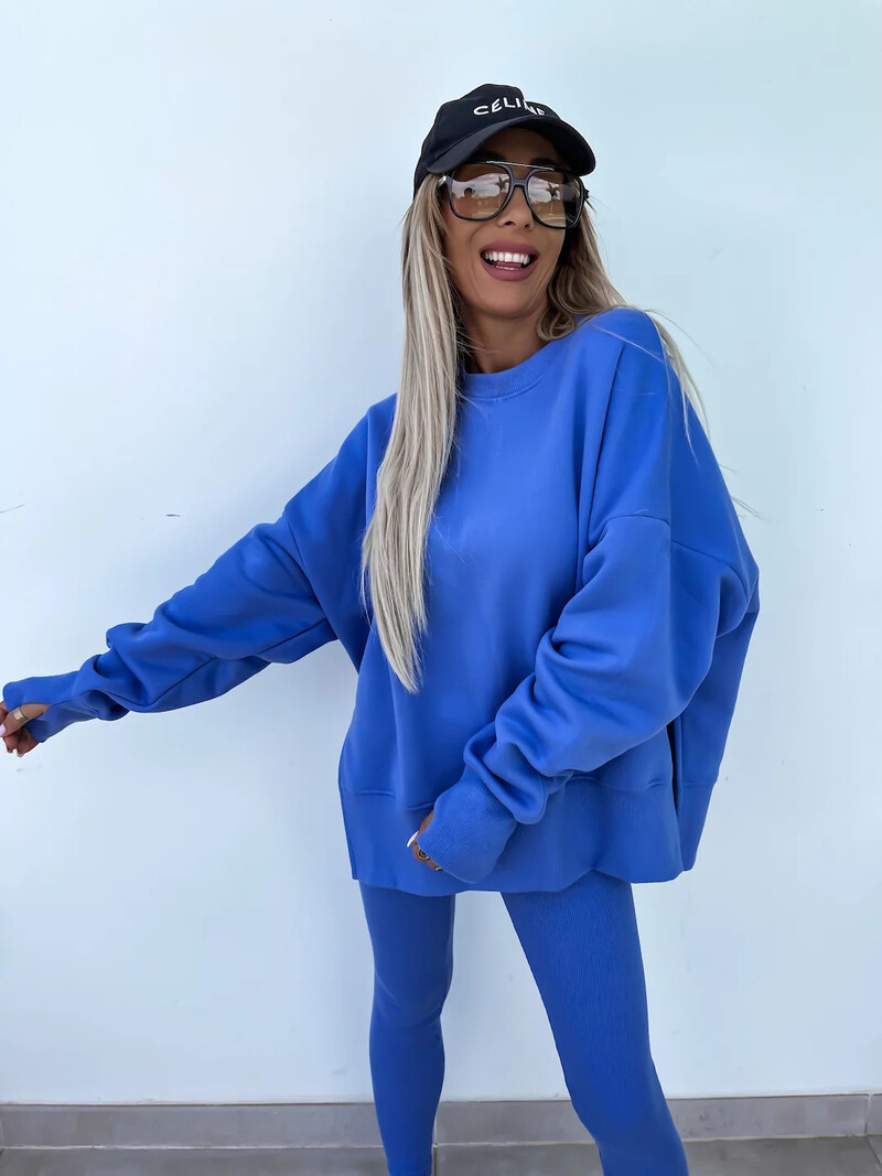 2024 tavaszi nyár új Ing laza szabású pulóver szűk nadrág 2 részes női öltöny szett 2 részes nadrág szett