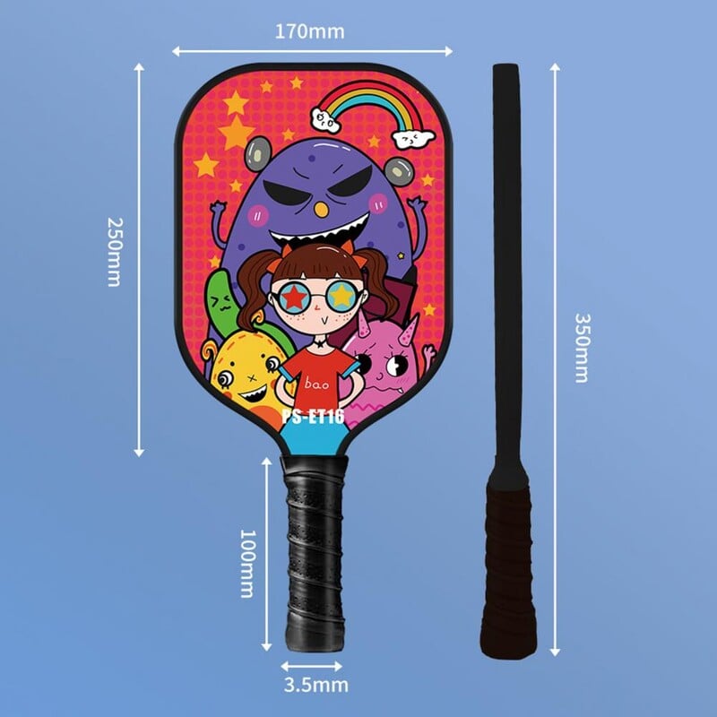 Детска Pickleball Paddle Cartoon Print Glass Fiber Детска Pickleball Racket Леки младежки Pickleball Rackets Тинейджърски ракети