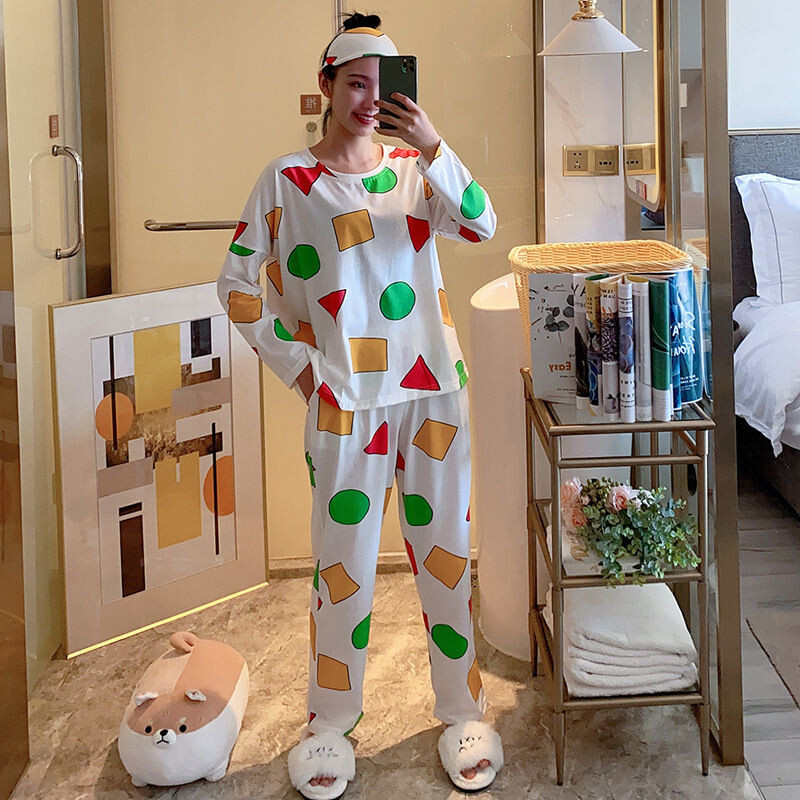 Pidžama Sin Chan Muška i ženska pidžama Sinchan Pamučni jesenski kompleti hlača dugih rukava Japanske pidžame za parove Muška odjeća za spavanje