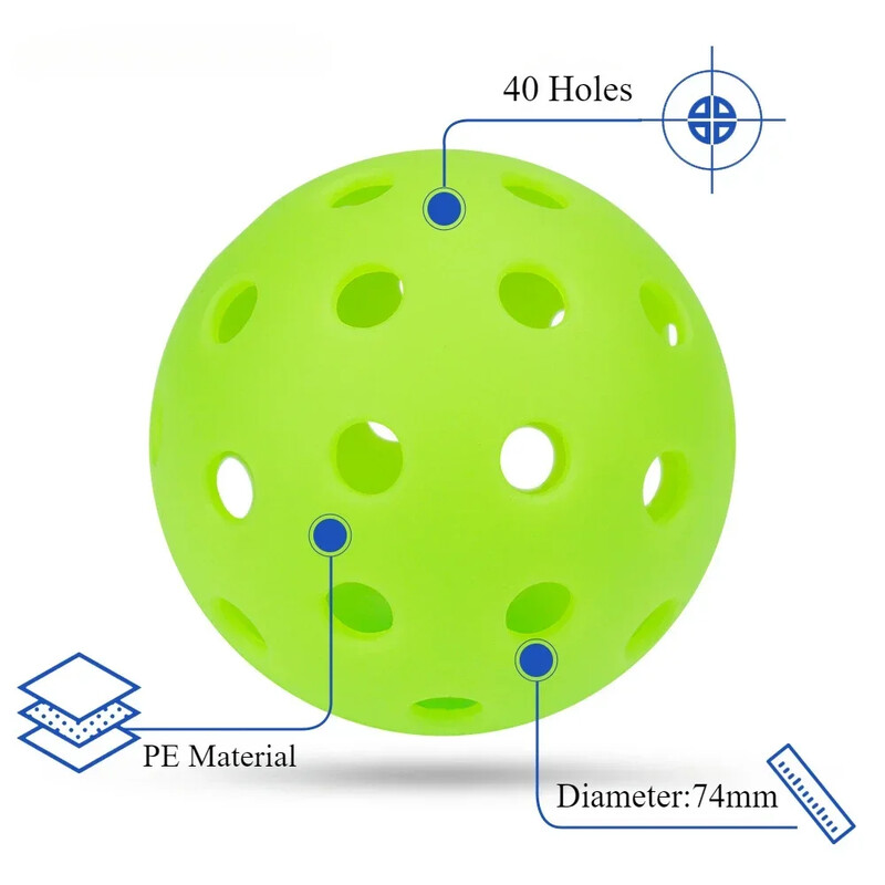 6 vnt. Tamsoje šviečiantis „Pickleball“ Patvarus įvairių spalvų elastinis teniso kamuoliukas, tamsoje šviečiantis PE kamuoliukas, skirtas žaidimams viduje ir lauke