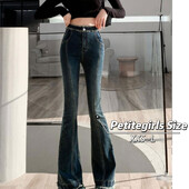 150 Petite girls kergelt laienevad toore servaga teksad naistele, sügisene disain, kõrge vöökoht, salenevad, kitsad hobuse kabjapüksid xs, ta