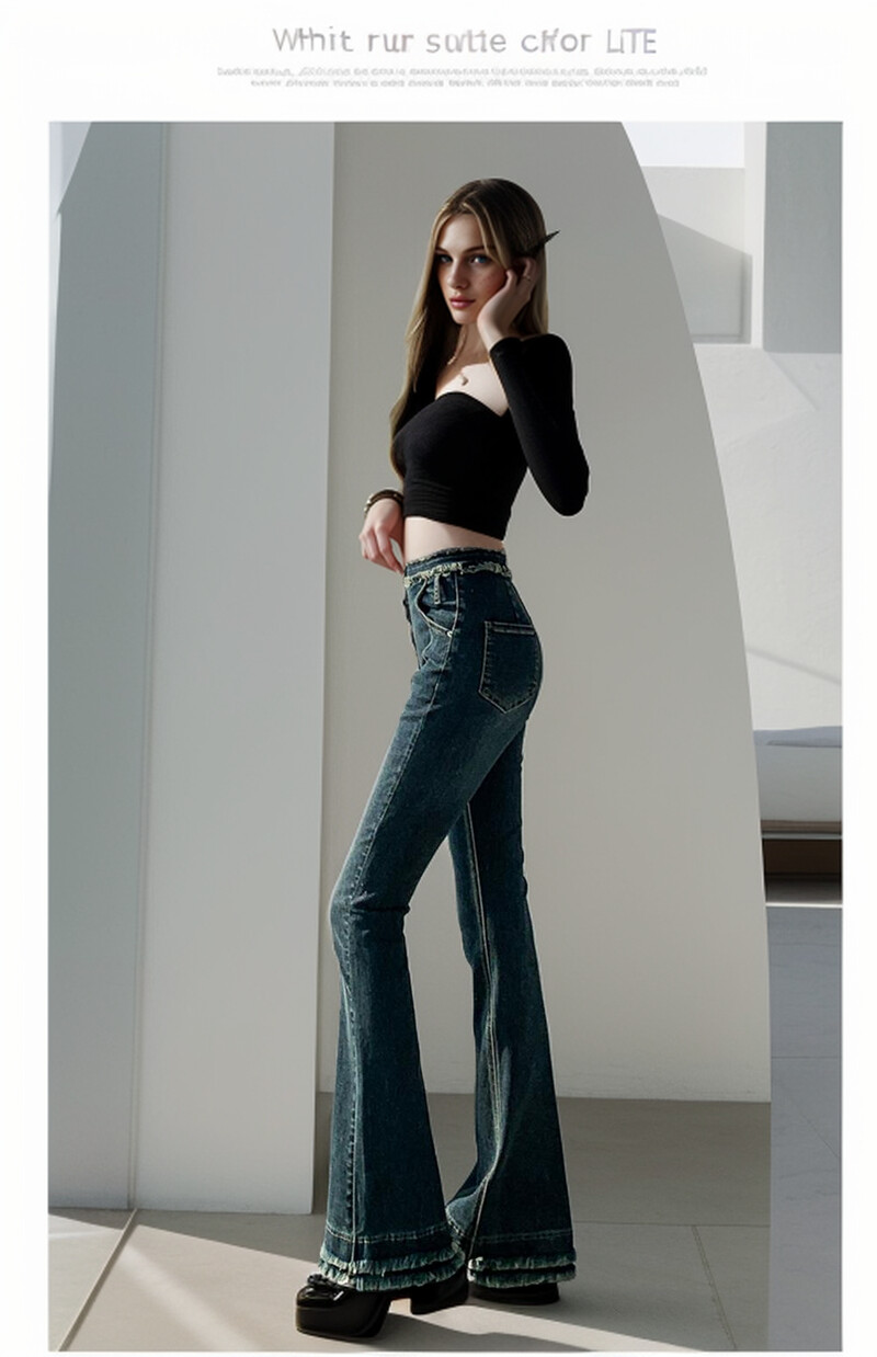 150 Petite girls kergelt laienevad toore servaga teksad naistele, sügisene disain, kõrge vöökoht, salenevad, kitsad hobuse kabjapüksid xs, ta