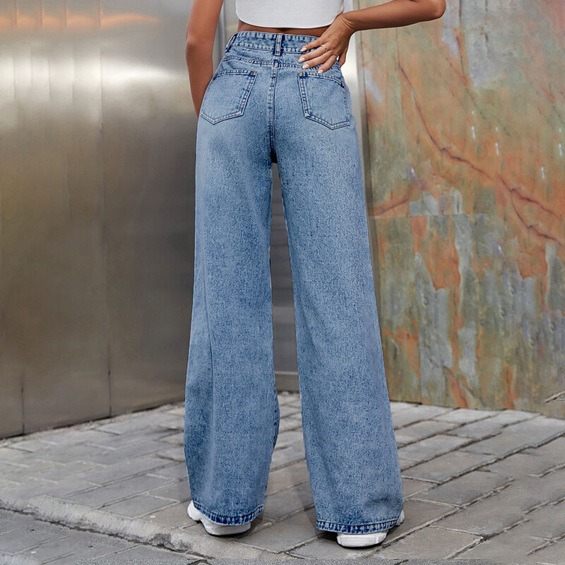 Vasaros Y2k plėšytos plačios kojos, maišytis džinsai, moteriški 2024 m. madingi aukštu juosmeniu, nauji džinsiniai kelnės Laisvalaikio kelnės