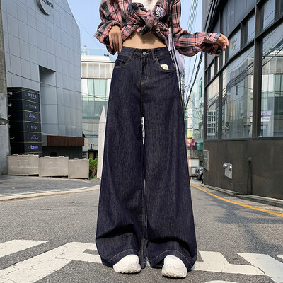 ZMAYC naiste uued Ameerika High Street Vibe`i laia säärega teksad Kõrge vöökohaga salendavad laia säärega pikad püksid Mood Streetwear püksid