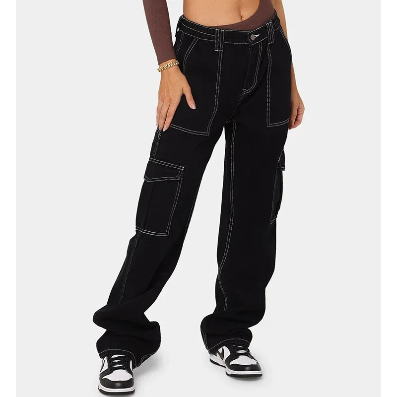 Naine kõrge vöökohaga Ameerika teksapüksid naiste sirge säärega püksid, tüdrukud, mood helesinine tumesinine must hall teksapüksid