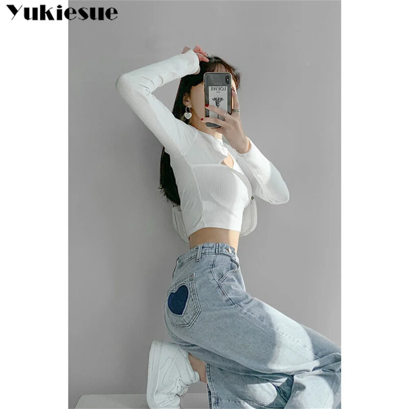 2022. aasta uued laia säärega teksad naiste armastuse plaaster Vintage Harajuku lahtised vabaaja teksapüksid Spring Street kõrge vöökohaga naiste püksid