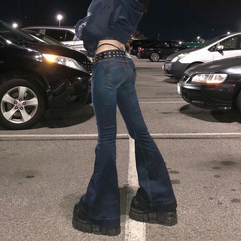 CIBBAR y2k Flare Teksad Vabaaja madala kõrgusega armsad püksid Esteetilised tänavarõivad Vintage Cargo püksid Naiste Korea hädas ema teksad