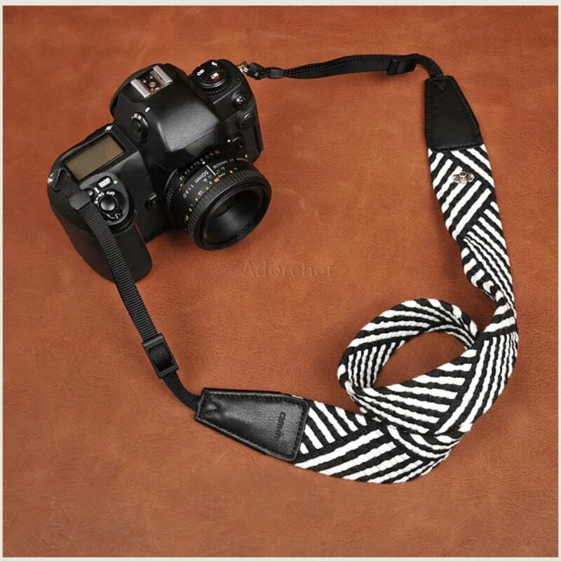 Retro peegelkaamera kaelarihm puuvillane kootud reguleeritav ristkorpuse kaamerarihm Mikro ühe kaamera kaelarihma tarvikud