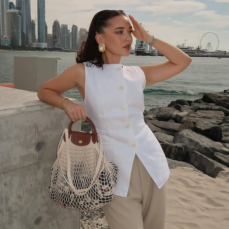 TRAF 2024 valge varrukateta vest naiste nööpidega suvevestid naistele jakid roosa vestiga naiste tänavarõivad naiste kohandatud vest