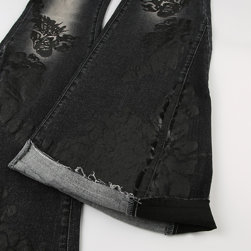 CIBBAR Tänavarõivad y2k Flare Teksad Distressed 2000. aastate lilleprinter Madala tõusuga õhukesed teksapüksid Korea naiste püksid Retro Mom teksad