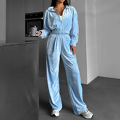 Trendikas vöökohaga sametülikonna jope ja püksid, 2-osaline komplekt, moodne vabaaja stiilis elastne vöökoha tõmblukk, kõrgekvaliteediline