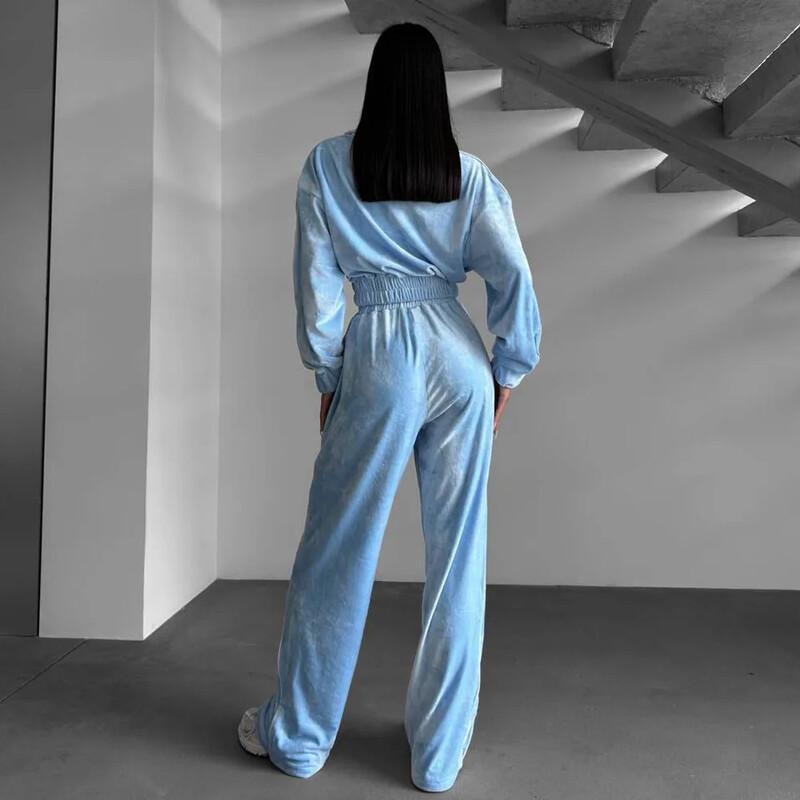 Trendikas vöökohaga sametülikonna jope ja püksid, 2-osaline komplekt, moodne vabaaja stiilis elastne vöökoha tõmblukk, kõrgekvaliteediline