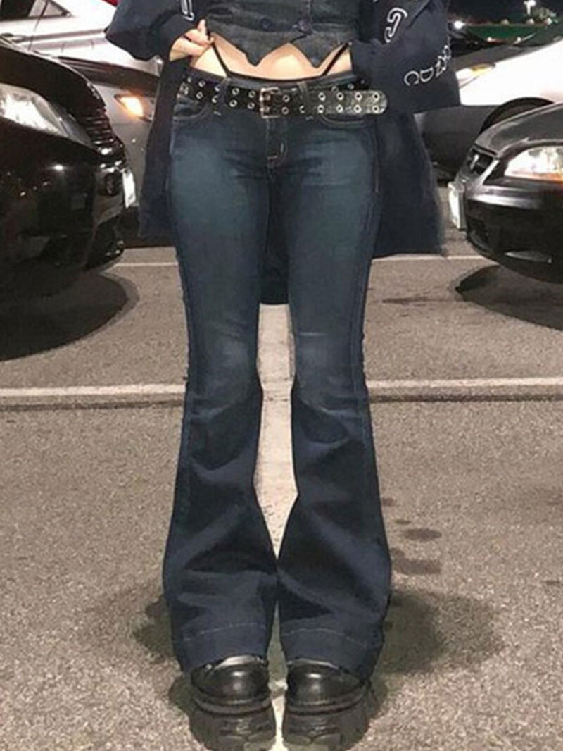 MMABIA Sweat for Women Püksid Naiste laienevad püksid Madala vöökohaga püksid Gradient laienevad teksad Mood Rise Skinn Naiste seksikad teksad