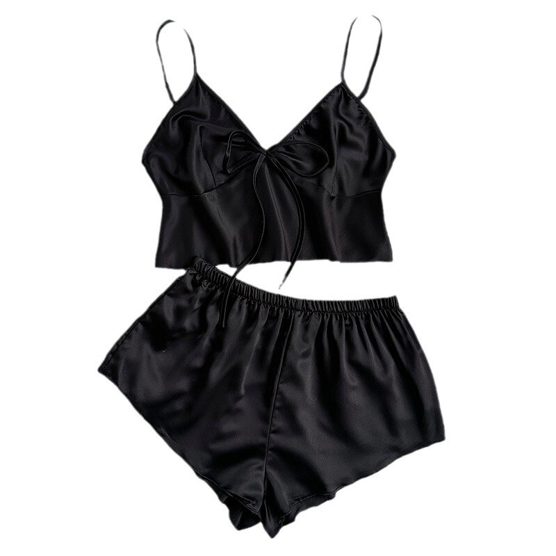 Moodsad ühevärvilised seksikad magamisriided naiste magamispükste komplekt Luksuslik vabaaja koduriided õhukesed siiditaolised ripatsid pidžaamad