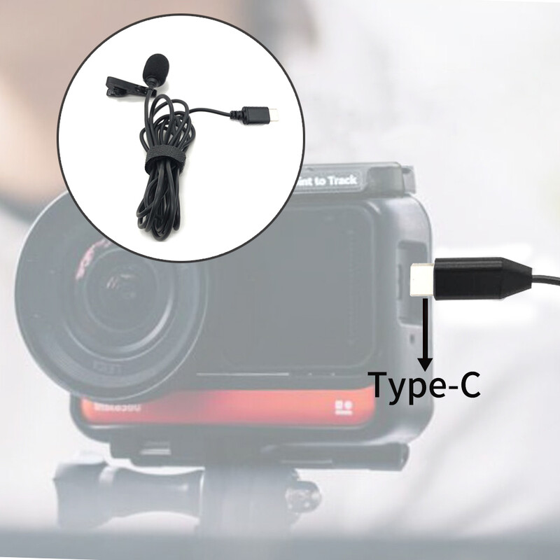 TUYU Type-C Lavalier mikrofonam nav nepieciešams mikrofona adapteris Insta360 one R one Rs kamerai Piederumi hi-fi skaņas trokšņu samazināšana