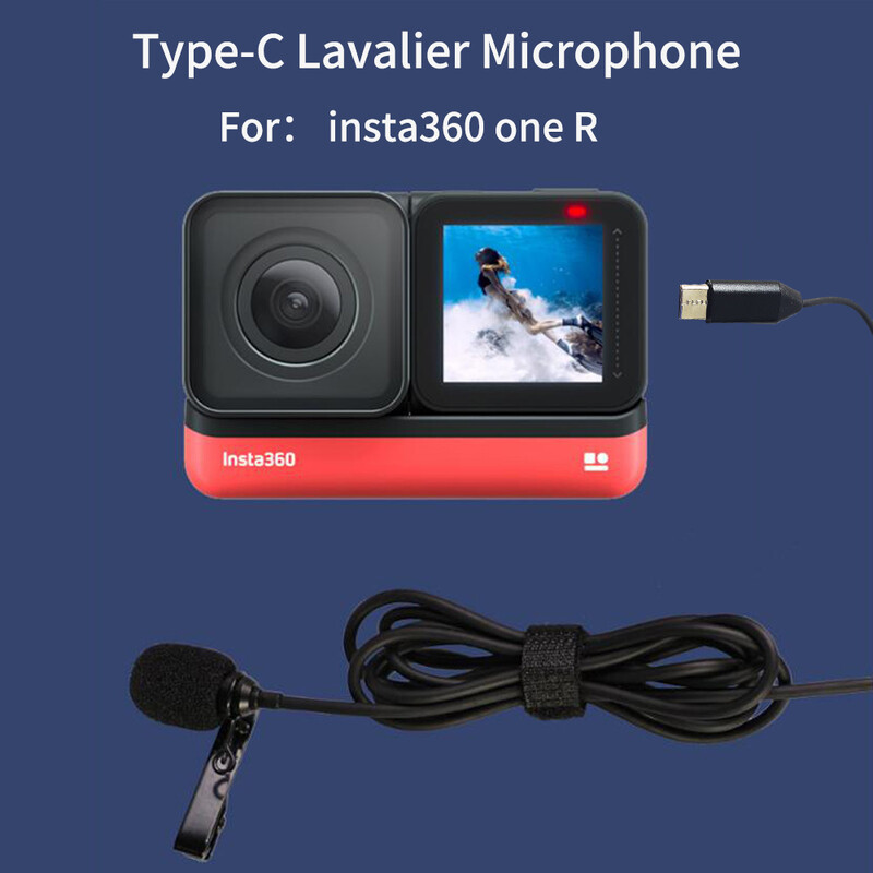 TUYU Type-C Lavalier mikrofonam nav nepieciešams mikrofona adapteris Insta360 one R one Rs kamerai Piederumi hi-fi skaņas trokšņu samazināšana