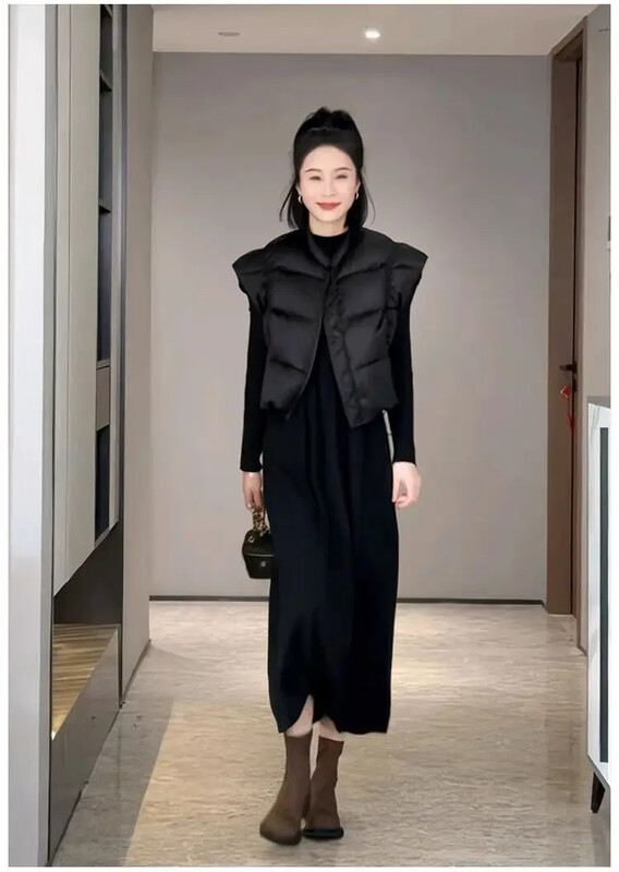 Õlgade kõrge vöökohaga lühike vest Kerge Chalecos Para Mujer Must vest Naiste Roupad Naiste Topid Y2k Jope Parkad