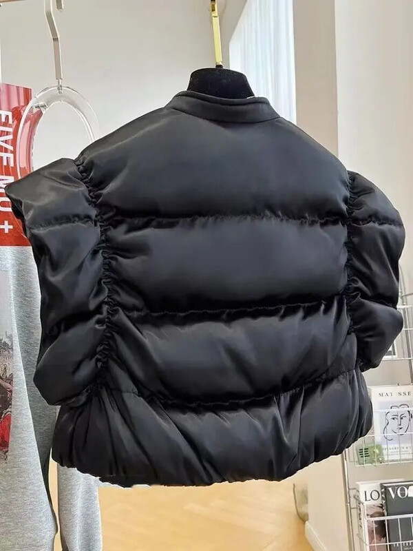 Õlgade kõrge vöökohaga lühike vest Kerge Chalecos Para Mujer Must vest Naiste Roupad Naiste Topid Y2k Jope Parkad