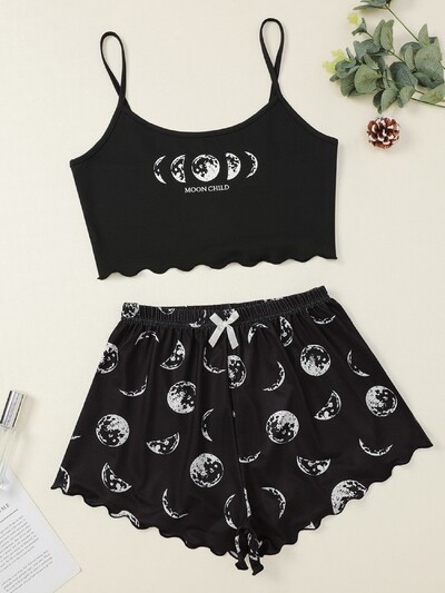 Sieviešu pidžamu komplekts Seksīga apakšveļa Leopard Print Sling Sling Sleepwear V-veida kakla piedurknēm un šortu komplekti Pidžamas mājas apģērbs