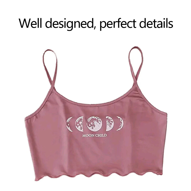 Suvised pidžaamad magamisriided Naiste pidžaamakomplekt Spordikamisole ja lühikesed püksid Pink Moon and Planet Print Mugav vabaaja ülikond