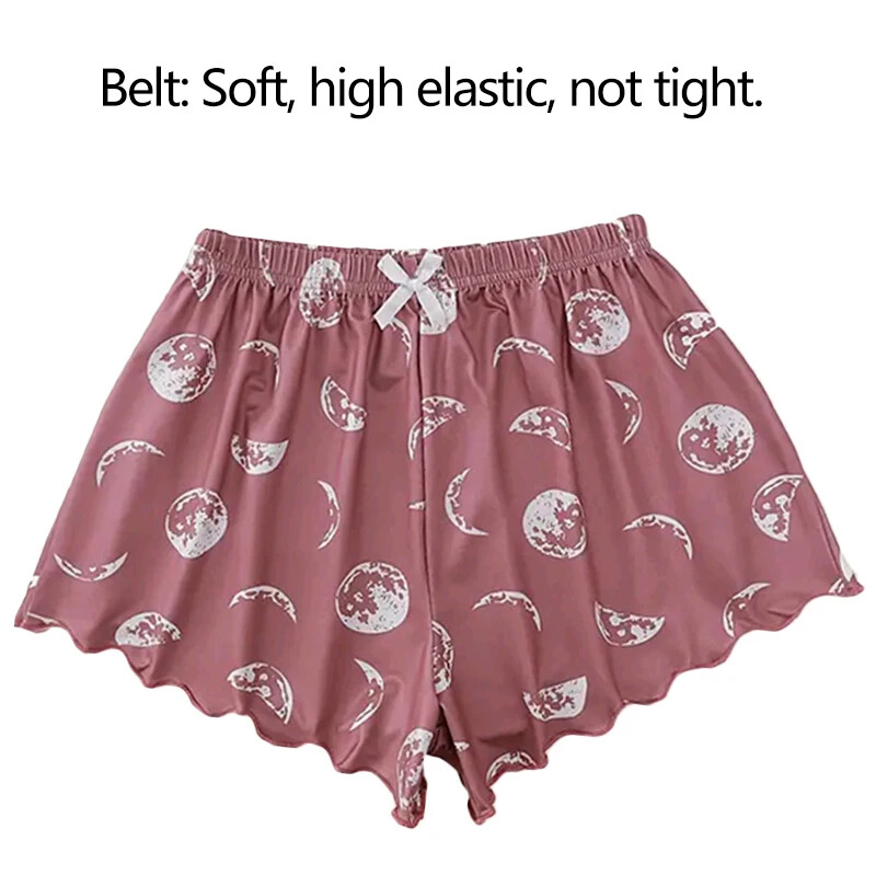 Suvised pidžaamad magamisriided Naiste pidžaamakomplekt Spordikamisole ja lühikesed püksid Pink Moon and Planet Print Mugav vabaaja ülikond